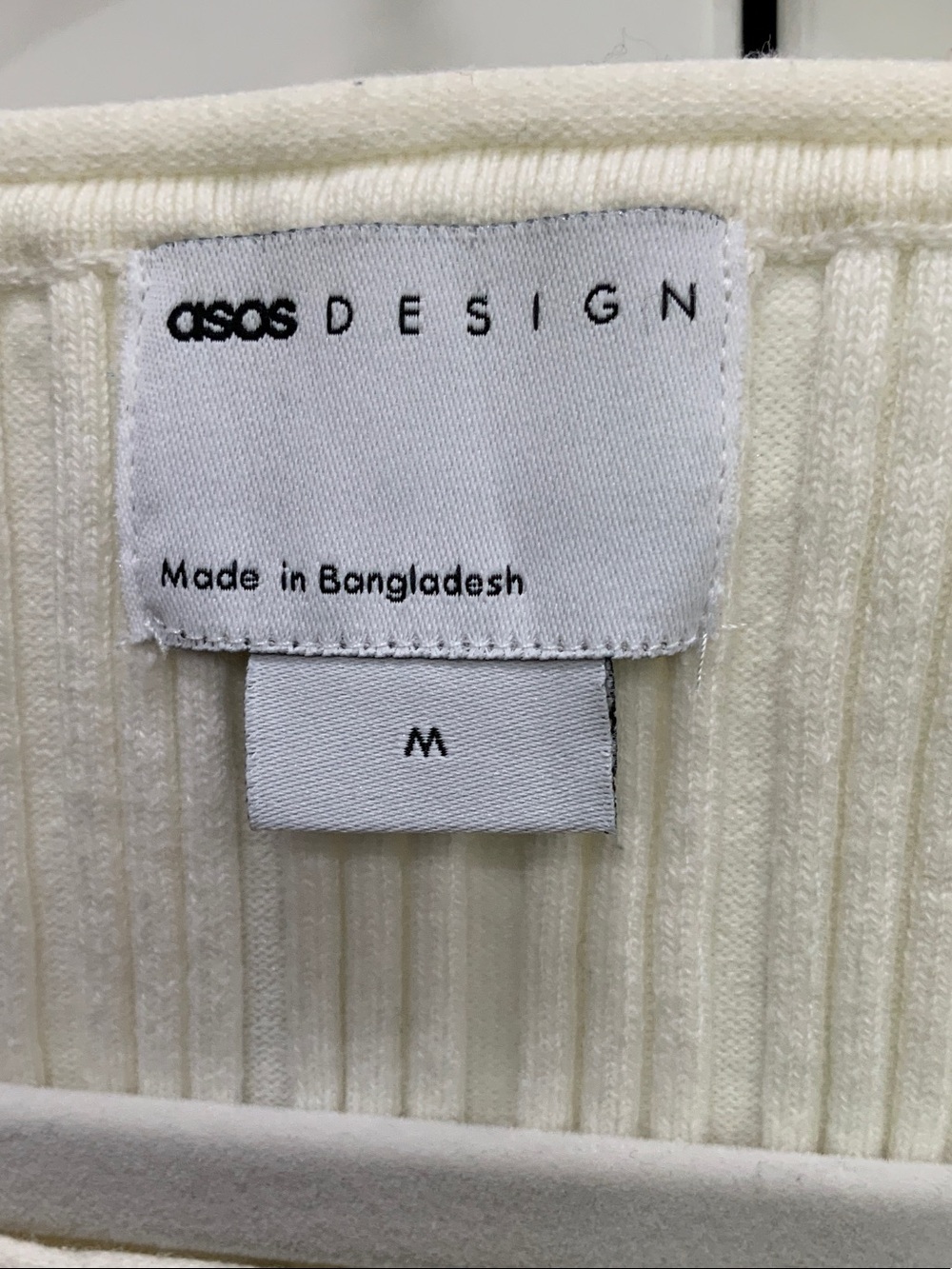 ASOS Cream Ribbed Tank Top - Picture 3 of 3